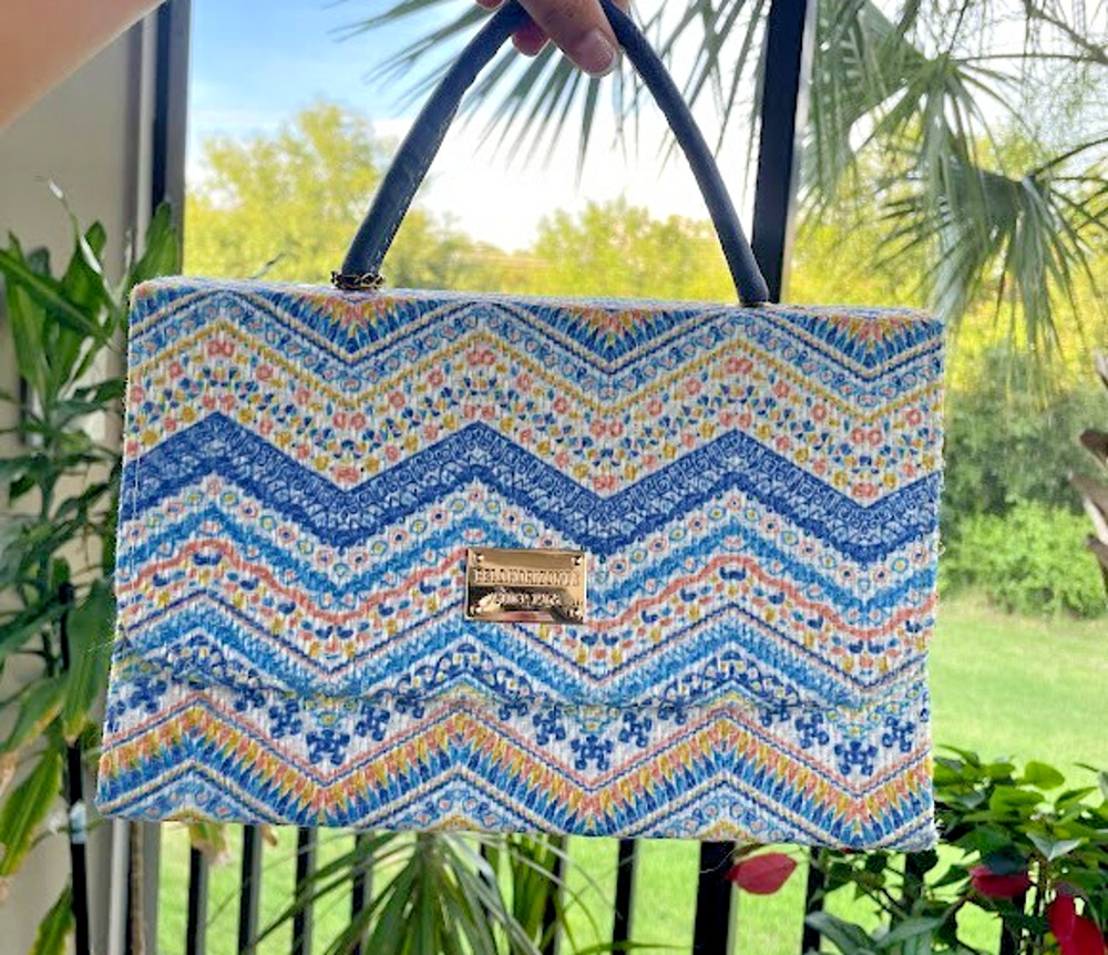 Belo Horizonte Artisan Mexican Handcrafted Style Top Handle Purse Chevron Bag